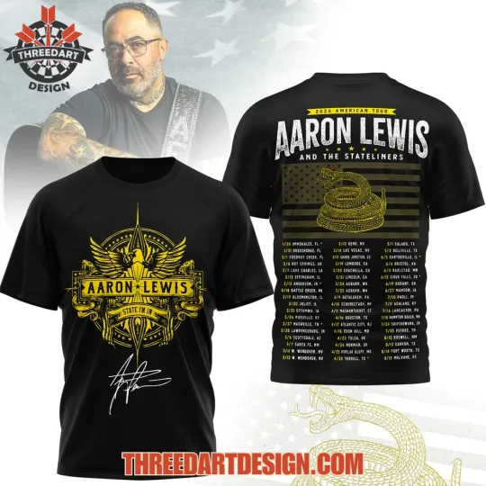 Discover 2026 American Tour Aaron Lewis And The Stateliners 3D T-Shirt