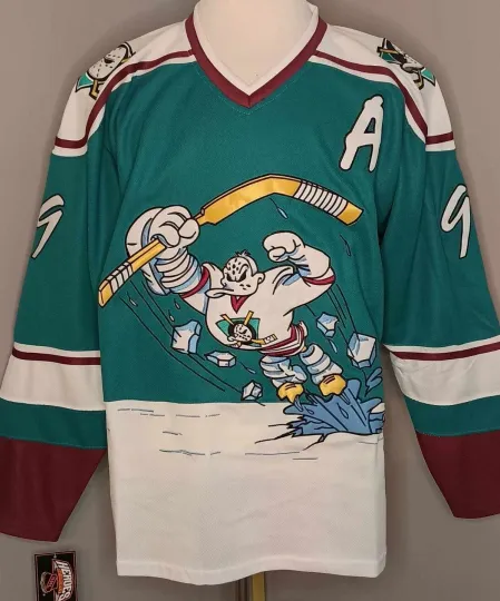 Discover Paul Kariya Anaheim Mighty Ducks 1995-96 Wild Wing Throwback NHL Hockey Jersey