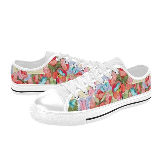 Discover Flower And Butterfly Low Top Shoes Sneakers