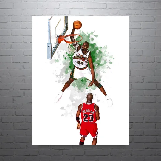 Discover Shawn Kemp Dunk Seattle Supersonics Poster