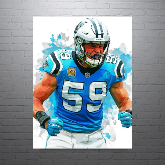 Luke Kuechly Carolina Panthers Touchdown Vertical Poster for Man Cave