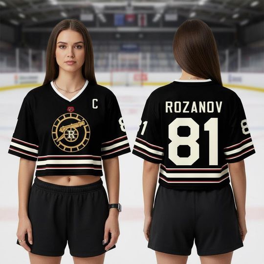 Discover Heated Rivalry Crop Top Football Jersey, ROZANOV & HOLLANDER football Jersey, Connor Storrie Shirt, Ilya Rozanov Shane Hollander