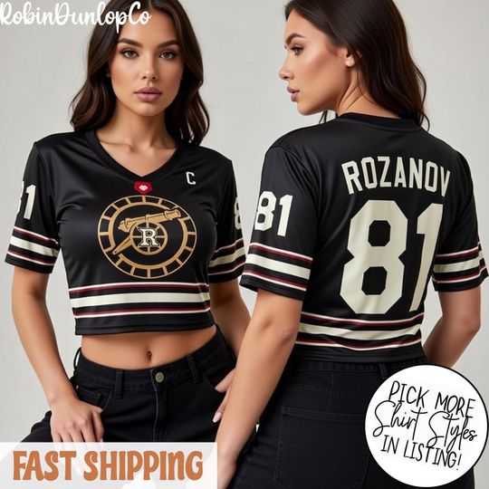 Discover Hollander Rozanov Heated Rivalry Croptop Football Jersey, Heated Rivalry Shirt, Connor Storrie Rozanov Shirt, Gift For Fan