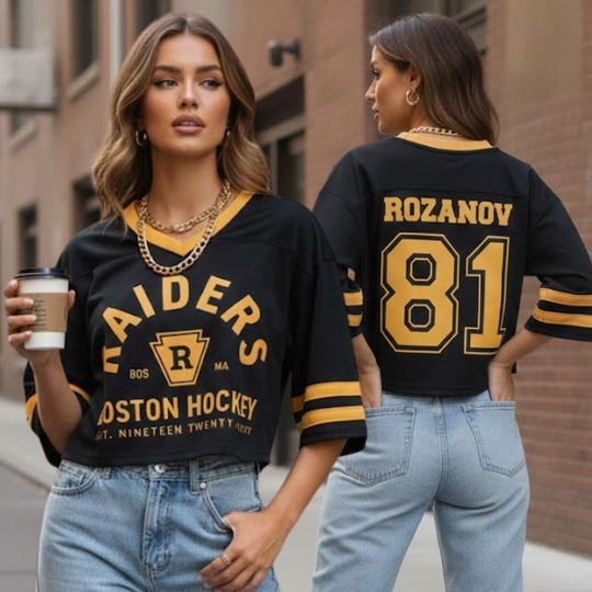 Discover Heated Rivalry Crop Top Football Jersey, ROZANOV & HOLLANDER Jersey, Connor Storrie Shirt, Ilya Rozanov Shane Hollander