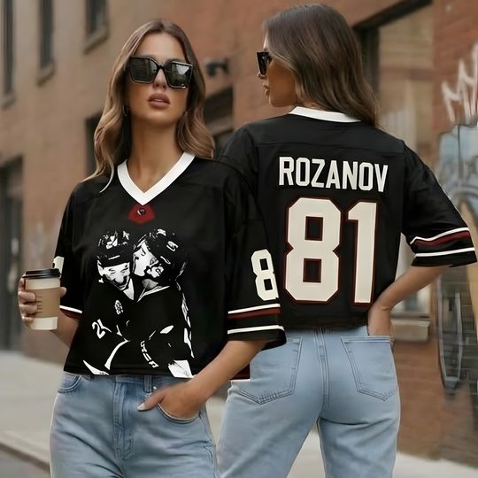 Discover Heated Rivalry Crop Top Football Jersey, Kiss Valentine Jersey, Black Connor Storrie Shirt, Ilya Rozanov Shane Hollander, Movie Fan