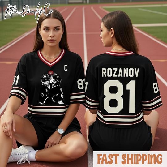 Discover Hollander Rozanov Heated Rivalry Croptop Football Jersey, Heated Rivalry Shirt, Connor Storrie Rozanov Shirt, Gift For Fan