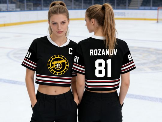 Discover Heated Rivalry Crop Top Football Jersey, ROZANOV & HOLLANDER football Jersey, Connor Storrie Shirt, Ilya Rozanov Shane Hollander