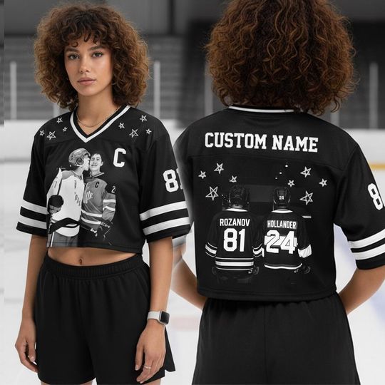 Discover Custom name ROZANOV & HOLLANDER Crop Top Football Jersey, Heated Rivalry Football Jersey, Ilya Rozanov Shane Hollander, Hollander Rozanov
