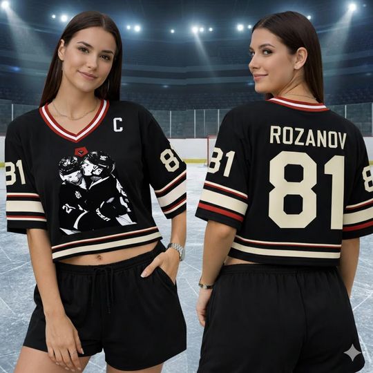 Discover Heated Hockey Crop Top Football Jersey, ROZANOV 81 Jersey Shirt, Ilya Rozanov Shane Hollander Shirt, Hockey Romance Queer Movie Shirt