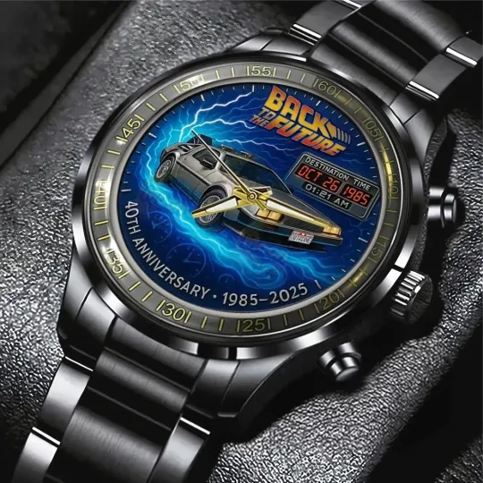 Back to the Future 40th Anniversary 1985 - 2025 Black Stainless Steel Watch