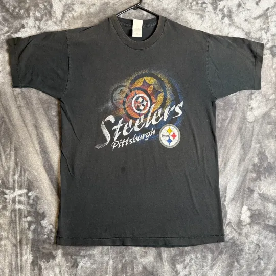 Discover Vintage football Pittsburg Steeler Size XL Short Sleeve Black T-Shirt Football