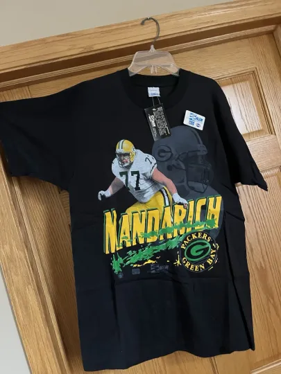 Discover Vintage Green Bay Packers Tony Mandarich Nutmeg Salem Black T-shirt Mens Large