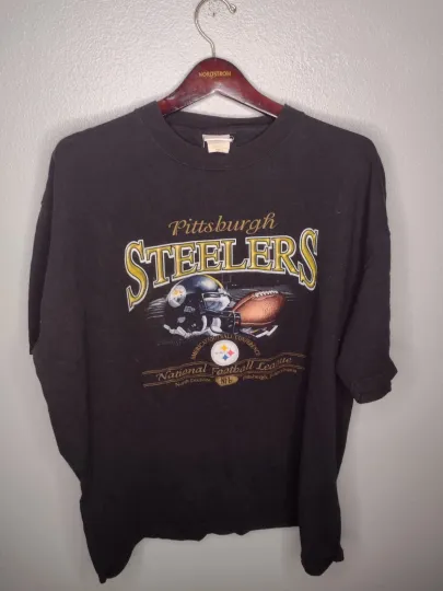 Discover Vintage Pittsburgh Steeler football Mens T-shirt Shirt Tee XL Black Football Faded P