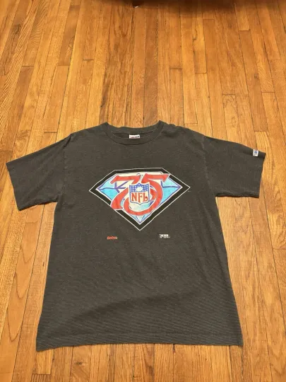 Discover Vintage 1994 75th Anniversary football Football Trench Black X-Large T-Shirt