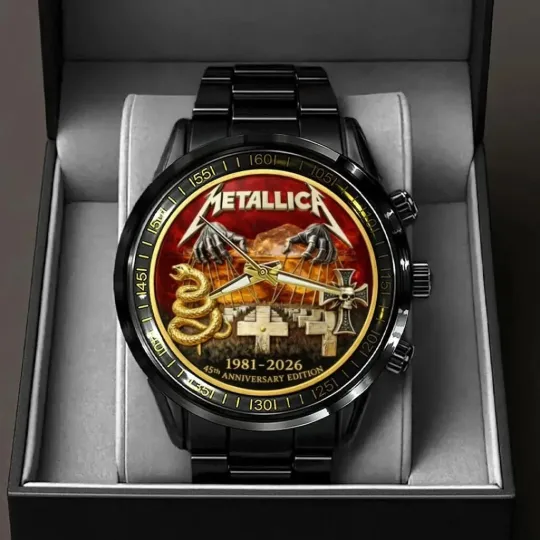 Discover 1Metallica 45th Anniversary Black Stainless Steel Watch 1981-2026