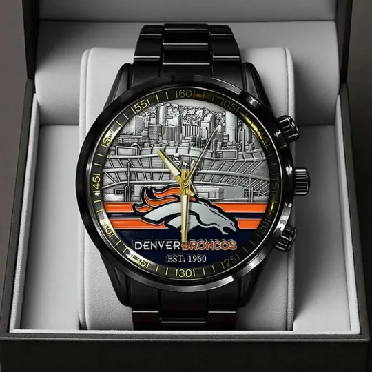 Discover Denver Broncos Black Stainless Steel Watch