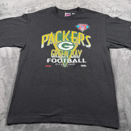 Vintage 1921 Green Bay Packers T-Shirt Mens XL Black Trench Football football Graphic