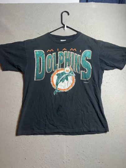 Vintage Miami Dolphins T Shirt Mens Large 1990s Single Stitch Trench Team football