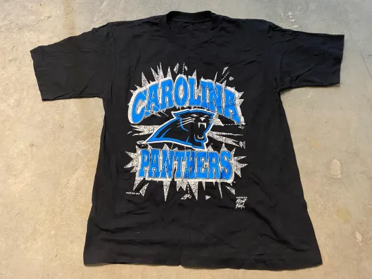 Vintage 90s Carolina Panthers Graphic football Football T-Shirt Size L Inaugural Year