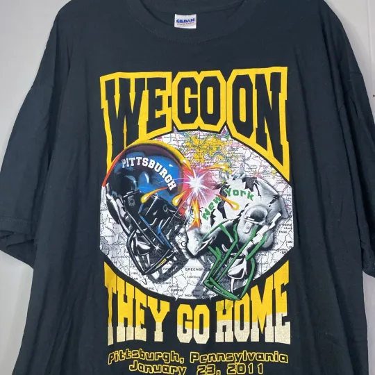 Discover Vintage 2011 Pittsburgh Steeler vs New York Jets football Football T-Shirt 24x32 XL