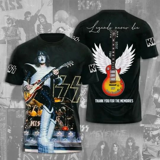 Discover Ace Frehley 1951-2025 Legends Never Die Thank You T-shirt