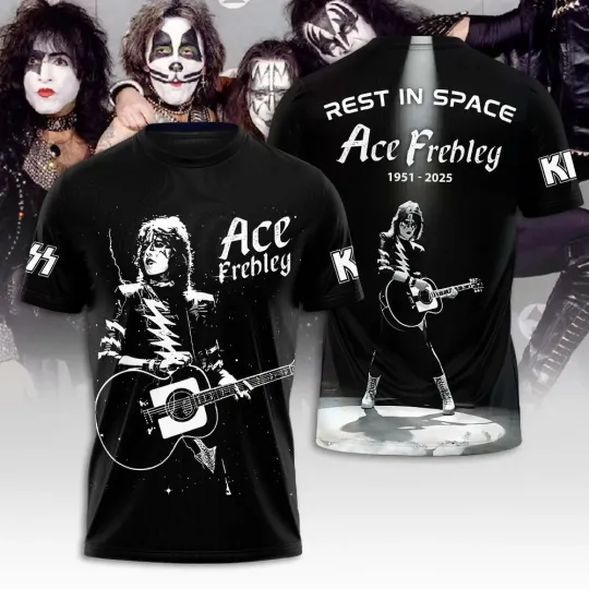 Discover Ace Frehley 1951-2025 Rest In Space T-shirt All Over Print Size XS-6XL