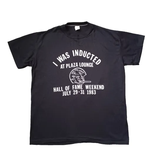 Discover Vtg Russell Athletic football Football Hall Of Fame T Shirt Mens Large Black 1983 USA