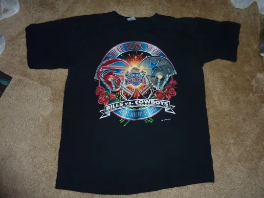 Vintage 90s Single Stitch Super Bowl XXVII football Salem Bills Cowboys T-Shirt XL