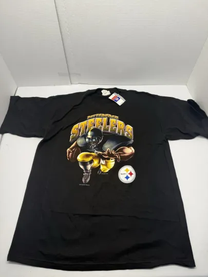 Discover Vintage football Pittsburgh Steeler Graphic Print football Lee T-shirt Black Mens L 2001