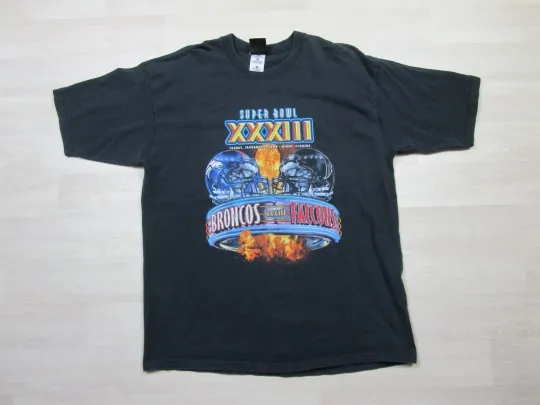 Discover Vintage football Super Bowl T Shirt (XL) Pro Player XXXIII 33 Football 1990's Black