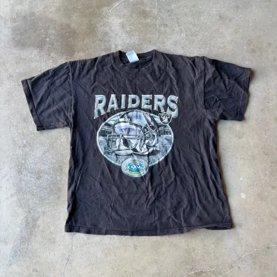 Discover VINTAGE Y2K OAKLAND RAIDERS SUPER BOWL T-SHIRT football GRAPHIC BLACK MENS LARGE