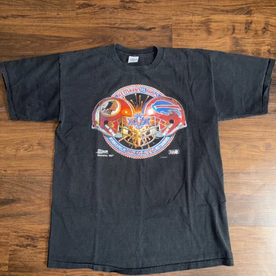 Discover Vintage Super Bowl XXVI Washington Redskins Buffalo Bills football T Shirt XL