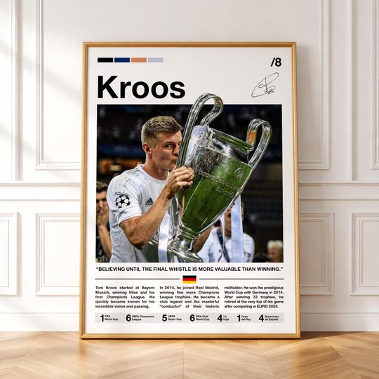 Discover Toni Kroos Real Madrid Poster, Minimalist Football Art, Football Player Prints, Soccer Room Decor, Maestro Player