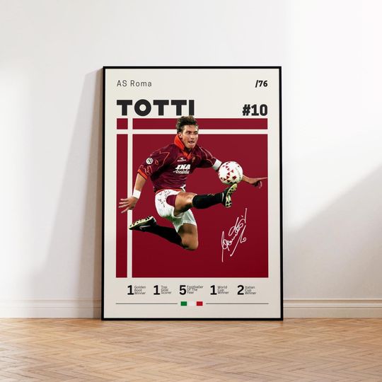 Discover Francesco Totti Poster, AS Roma Poster, Totti Fan Gift, Sports Poster, Football Player Poster, Soccer Wall Art, Sports Bedroom Posters