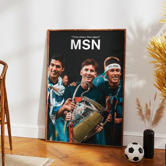 Messi Neymar Suarez Poster, Legendary Football Trio Wall Art, Iconic MSN Soccer Print, Barcelona Legends Artwork, Football Fan Gift Decor