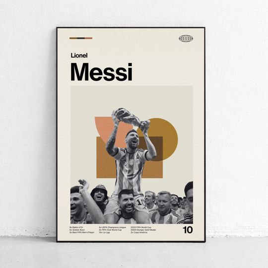Lionel Messi World Cup Poster | Football Champion Wall Art | Soccer Legend Print | Minimalist Sports Decor