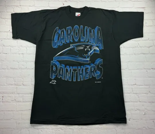 Vintage 1994 football Carolina Panthers Black T-Shirt Graphic Tee Sz XL 90s