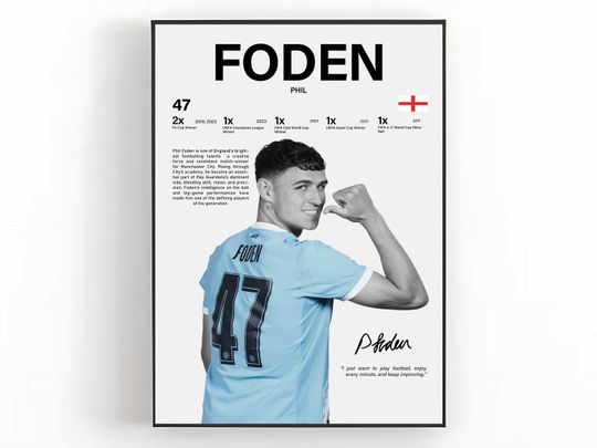 Discover Phil Foden Sports Print, Soccer Athlete Poster, Game Day Wall Art, Player Room Decor, Action Shot Print, Football Fan Gift