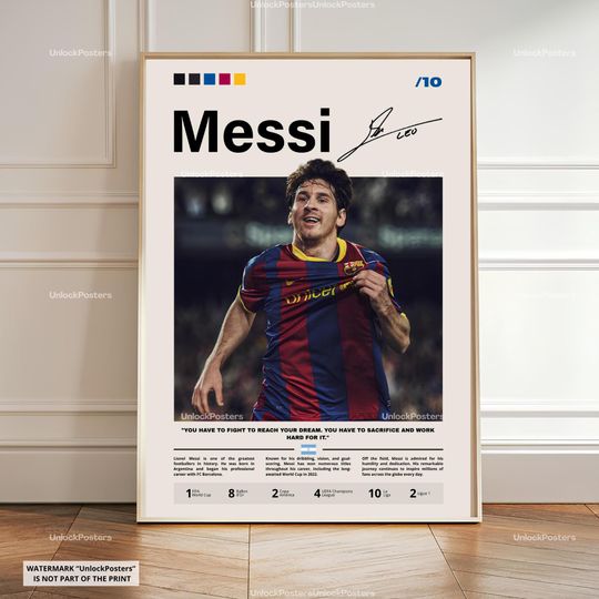Lionel Messi Poster, Messi Barcelona, Framed Football Print, Soccer Legend Decor, Barca Artwork, Football Wall Art, Messi Fan Gift,Argentina