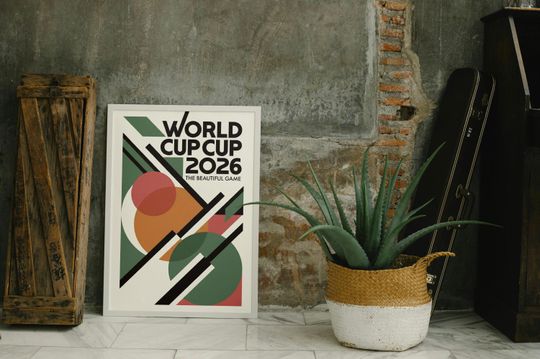 Discover World Cup 2026 Poster, Bauhaus Modern Soccer Print (Digital Download)