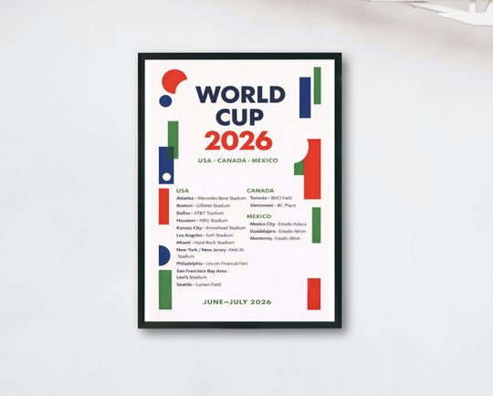 Discover World Cup 2026 Football Poster | Soccer Wall Art Printable | USA Canada Mexico Digital Download
