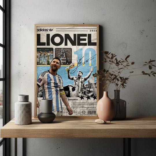 Discover Leo MESSI World Cup Winner | GOAT | Argentina | MLS | Sports Decor | Soccer Art Printable Poster| Football Legend Instant Download