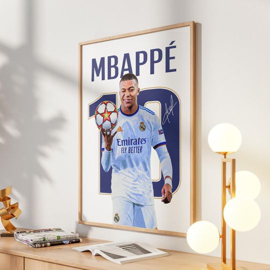 Discover Kylian Mbapp Poster, Real Madrid Wall Art, Football Player Poster, Soccer Wall Art, Sports Bedroom Posters