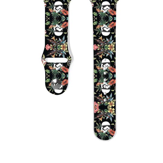 Discover Apple Watch Band 38 40 41 mm and 42 44 45 49 mm for All Series, Star wars inspired Silicone watch strap, white stormtrooper floral, k451