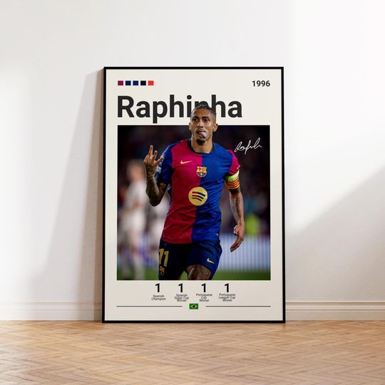 Discover Raphinha Poster, Barcelona Soccer Print, Raphinha Fan Gift, Sports Poster, Football Player Poster, Soccer Wall Art, Sports Bedroom Posters