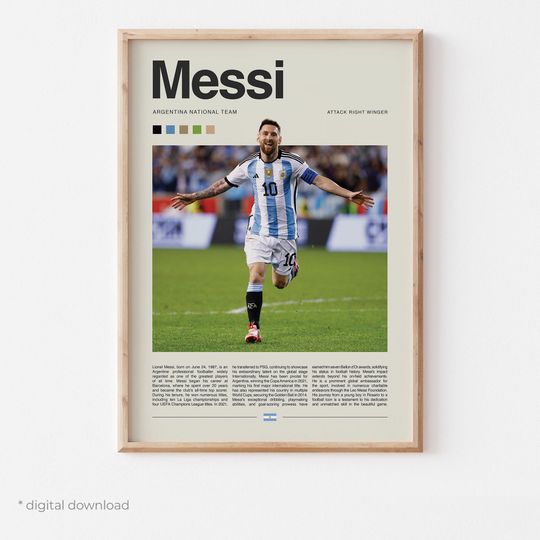 Discover Lionel Messi Poster #1  Soccer Wall Prints Digital Download, High-Resolution Football Wall Art