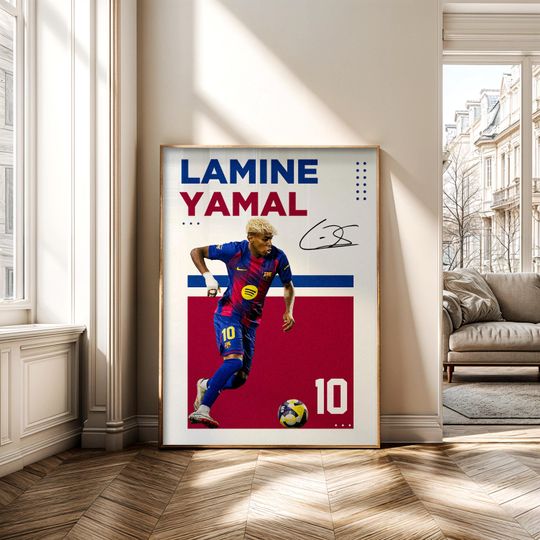 Discover Lamine Yamal Digital Wall Art, Barcelona Inspired Football Poster, Yamal PNG Download, Modern Soccer Room Decor, Printable Athlete Artwork