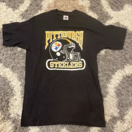 Discover VTG Pittsburgh Steeler Logo 7 T Shirt USA football Single Stitch Sz L (runs small)