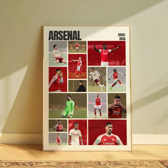 Discover Arsenal Squad Poster 2025-2026; a4,a3,a2,a1.