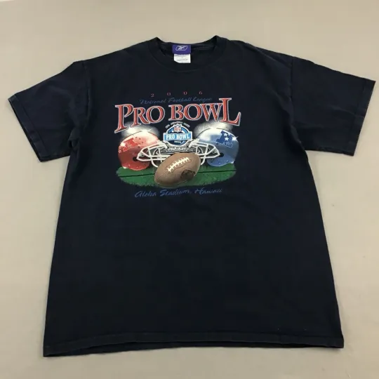 Discover Vintage football Pro Bowl Shirt Men Large Black Graphic Reebok Short Sleeve 2006 L